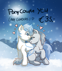Size: 900x1042 | Tagged: safe, artist:avui, pony, commission, couple, cute, female, male, your character here