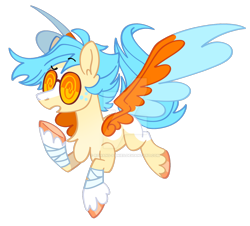 Size: 1280x1156 | Tagged: safe, artist:rohans-ponies, oc, oc:spitfire song, pegasus, pony, colored wings, deviantart watermark, obtrusive watermark, simple background, solo, sunglasses, transparent background, two toned wings, watermark, wings