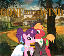 Size: 2064x1811 | Tagged: safe, artist:jhayarr23, artist:not-yet-a-brony, big macintosh, sugar belle, earth pony, pony, g4, 2021, american civil war, female, georgia (state), gone with the wind, husband and wife, male, mare, movie reference, ship:sugarmac, shipping, stallion, straight, tara plantation, youtube link in the description