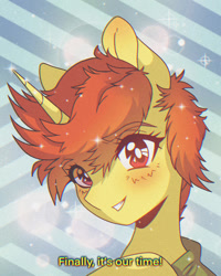 Size: 1280x1600 | Tagged: safe, artist:pierogarts, oc, pony, unicorn, 90s anime, bust, male, portrait, solo