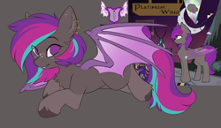 Size: 4786x2773 | Tagged: safe, artist:beardie, oc, oc only, oc:platinum wing, bat pony, bat pony oc