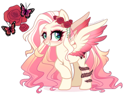 Size: 1232x935 | Tagged: safe, artist:gihhbloonde, oc, pegasus, pony, female, magical lesbian spawn, mare, offspring, parent:fluttershy, parent:roseluck, parents:roseshy, simple background, solo, transparent background