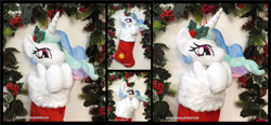 Size: 3795x1754 | Tagged: safe, artist:peruserofpieces, princess celestia, alicorn, pony, g4, christmas, christmas stocking, cute, female, garland, holiday, holly, horn, looking at you, mare, peruserofpieces is trying to murder us, smiling, smirk, solo, wings