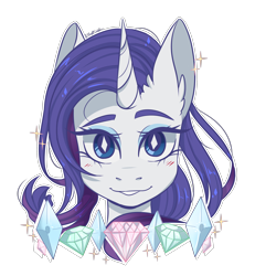 Size: 2500x2700 | Tagged: safe, artist:silbersternenlicht, rarity, unicorn, blushing, bust, cutie mark eyes, ear fluff, gem, high res, looking at you, nft, portrait, simple background, smiling, solo, transparent background, wingding eyes