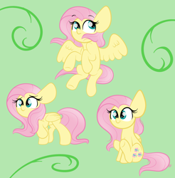 Size: 2118x2156 | Tagged: safe, artist:sugarcloud12, fluttershy, pegasus, pony, g4, eyebrows, eyebrows visible through hair, female, flying, folded wings, full body, high res, looking up, pink mane, pink text, sitting, solo, spread wings, wings