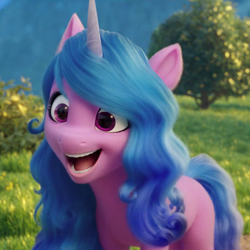 Size: 804x804 | Tagged: safe, screencap, izzy moonbow, pony, unicorn, g5, my little pony: a new generation, cropped, cute, female, izzybetes, mare, open mouth, open smile, smiling, solo