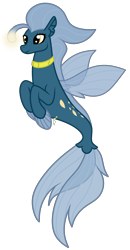 Size: 2448x4716 | Tagged: safe, artist:gadjil974, oc, oc only, seapony (g4), base used, blue mane, collar, dorsal fin, fin wings, fins, fish tail, flowing tail, glowing, simple background, smiling, solo, tail, transparent background, wings, yellow eyes