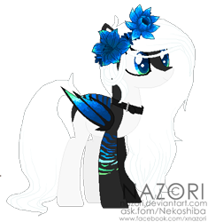 Size: 440x469 | Tagged: safe, artist:nazori, oc, oc only, bat pony, pony, base used, bat pony oc, bat wings, choker, floral head wreath, flower, rose, simple background, solo, transparent background, wings