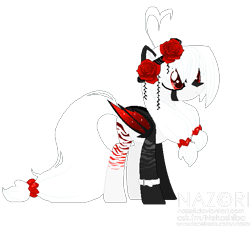 Size: 613x560 | Tagged: safe, artist:nazori, oc, oc only, bat pony, pony, base used, bat pony oc, bat wings, choker, floral head wreath, flower, rose, simple background, solo, transparent background, wings