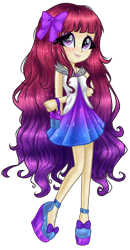 Size: 584x1122 | Tagged: safe, artist:gihhbloonde, oc, oc:condensed milk, equestria girls, g4, bow, clothes, eyelashes, female, hair bow, simple background, skirt, smiling, solo, transparent background