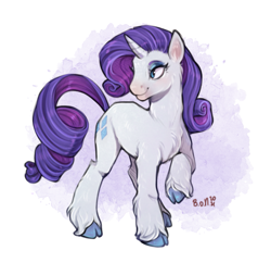 Size: 1429x1385 | Tagged: safe, artist:birdoffnorth, rarity, pony, unicorn, g4, chest fluff, cloven hooves, female, mare, raised hoof, solo, unshorn fetlocks