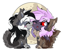 Size: 1891x1519 | Tagged: safe, artist:arctic-fox, oc, oc:sak, oc:stormdancer, bat pony, undead, vampire, vampony, animal costume, clothes, costume, cute, halloween, halloween costume, holiday, licking, moon, red eyes, sakancer, simple background, sticker, tongue out, transparent background, wolf costume