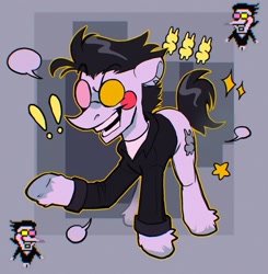 Size: 1590x1624 | Tagged: safe, artist:draw3, earth pony, pony, deltarune, grin, ponified, smiling, solo, spamton, sunglasses