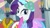 Size: 1280x720 | Tagged: safe, editor:rarity vrymer collective, screencap, rarity, pony, unicorn, a canterlot wedding, g4, my little pony: friendship is magic, season 2, blue eyes, clothes, eyelashes, female, horn, mare, mouth hold, purple mane, solo