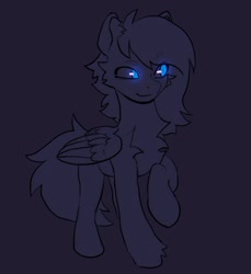 Size: 1042x1136 | Tagged: safe, artist:draw3, oc, oc only, pegasus, pony, chest fluff, glowing, glowing eyes, smiling, solo