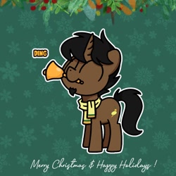 Size: 800x800 | Tagged: safe, artist:sugar morning, part of a set, oc, oc:limón picante, pony, bell, christmas, commission, holiday, male, solo, ych result