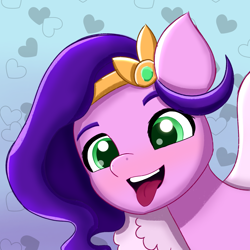 Size: 2100x2100 | Tagged: safe, artist:pipp_petal, pipp petals, pegasus, pony, g5, my little pony: a new generation, adorapipp, art, cute, female, heart, high res, solo, tongue out
