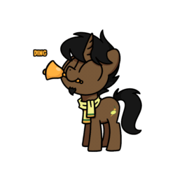 Size: 800x800 | Tagged: safe, artist:sugar morning, part of a set, oc, oc only, oc:limón picante, pony, unicorn, animated, bell, commission, gif, male, simple background, solo, transparent background, ych result