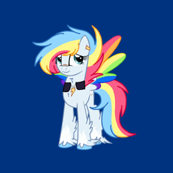 Size: 1240x1240 | Tagged: safe, artist:circuspaparazzi5678, artist:senpai-breanna5678, oc, oc:rainbow strikes, pegasus, pony, accessory, bandaid, base used, colored wings, ear piercing, earring, jewelry, magical lesbian spawn, multicolored wings, offspring, parent:rainbow dash, parent:zipp storm, parents:zippdash, piercing, rainbow wings, solo, wings