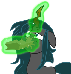 Size: 6321x6650 | Tagged: safe, artist:shootingstarsentry, oc, oc:nightshade (digimonlover101), changepony, hybrid, absurd resolution, female, hyperventilating, interspecies offspring, magic, offspring, paper bag, parent:king sombra, parent:queen chrysalis, parents:chrysombra, simple background, solo, transparent background, vector