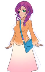 Size: 677x1079 | Tagged: safe, artist:jonfawkes, sunny starscout, human, g5, my little pony: a new generation, clothes, cute, female, humanized, purse, quick sketch, sketch, skirt, solo, sunnybetes