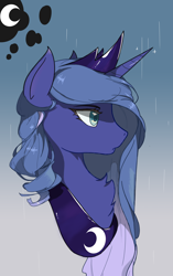 Size: 2598x4134 | Tagged: source needed, safe, artist:firefly, princess luna, alicorn, pony, g4, bust, chest fluff, colored pupils, crown, cutie mark, female, jewelry, looking right, mare, portrait, profile, regalia, solo
