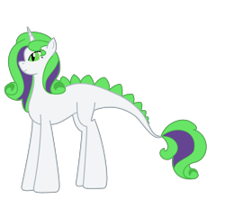Size: 1720x1664 | Tagged: safe, artist:michellminor, dracony, hybrid, female, horn, interspecies offspring, offspring, parent:rarity, parent:spike, parents:sparity, simple background, solo, transparent background