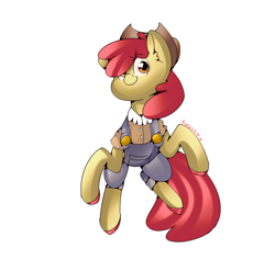 Size: 1280x1262 | Tagged: safe, artist:pega-pony-art, apple bloom, earth pony, pony, g4, clothes, colored hooves, female, filly, simple background, solo, white background