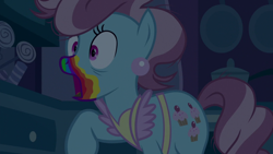 Size: 1920x1080 | Tagged: safe, screencap, cup cake, earth pony, pony, 28 pranks later, g4, season 6, cookie zombie, ear piercing, earring, female, jewelry, mare, piercing, rainbow muzzle, solo
