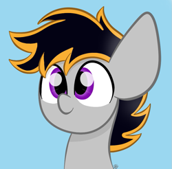 Size: 779x765 | Tagged: safe, artist:sugarcloud12, oc, oc only, earth pony, pony, blue background, bust, earth pony oc, male, portrait, purple eyes, signature, simple background, solo, stallion, two toned mane