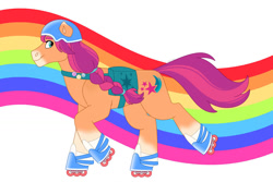 Size: 1280x854 | Tagged: safe, artist:itstechtock, sunny starscout, earth pony, pony, g5, my little pony: a new generation, helmet, roller skates, solo
