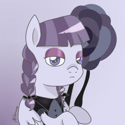 Size: 1024x1024 | Tagged: safe, artist:wrath-marionphauna, inky rose, pegasus, pony, g4, braided pigtails, eyeshadow, goth, makeup, serious, serious face, solo