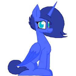Size: 700x700 | Tagged: safe, artist:ponies and cuddles, artist:princessmoonlight, oc, oc only, oc:blazing blue, alicorn, pony, looking at you, simple background, sitting, smiling, solo, transparent background