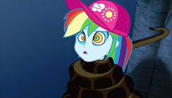 Size: 1280x734 | Tagged: safe, artist:ocean lover, rainbow dash, python, snake, equestria girls, equestria girls specials, g4, my little pony equestria girls: better together, my little pony equestria girls: forgotten friendship, cap, coils, disney, hat, hypno dash, hypno eyes, hypnosis, hypnotized, jungle book, kaa, kaa eyes, mind control, night, outdoors, snake tail, squeeze, squeezing, tail, the jungle book, tree, wrapped up