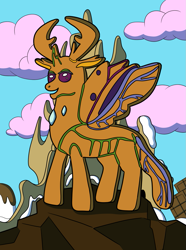 Size: 953x1280 | Tagged: safe, artist:sergeant16bit, thorax, changedling, changeling, g4, changelingified, cookie, cookie changeling, food, food changeling, gingerbread (food), hive, king thorax, living object, species swap