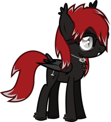Size: 1293x1417 | Tagged: safe, artist:lightningbolt, derpibooru exclusive, oc, oc only, oc:sanguine hangover, hybrid, pegabat, undead, vampire, g4, .svg available, chest fluff, clandestine industries, ear fluff, emo, fangs, folded wings, frown, glasses, hoof fluff, jewelry, lidded eyes, magical gay spawn, male, necklace, offspring, show accurate, simple background, slit pupils, solo, standing, tail, tail feathers, teenager, transparent background, vector, wings
