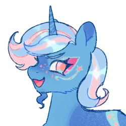 Size: 640x640 | Tagged: safe, artist:heroditary, trixie, pony, unicorn, g4, alternate universe, facial hair, female, goatee, looking at you, open mouth, redesign, smiling, solo, trans female, trans trixie, transgender