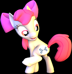 Size: 2121x2160 | Tagged: safe, artist:drdicksamazingstick, apple bloom, earth pony, pony, g4, 3d, black background, cutie mark, female, filly, high res, innuendo, scissors, simple background, solo