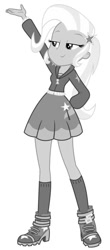 Size: 451x1024 | Tagged: safe, artist:jesus0385, trixie, equestria girls, g4, 2021, female, grayscale, monochrome, simple background, solo, white background