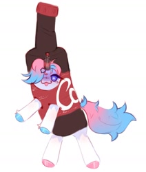 Size: 1476x1743 | Tagged: safe, artist:astralblues, oc, oc only, pony, unicorn, :3, bipedal, bottle, clothes, costume, drink, drink costume, food, food costume, looking at you, raspberry, soda, soda costume, solo, tongue out