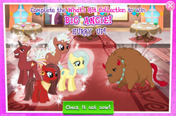 Size: 1036x683 | Tagged: safe, gameloft, idw, big angie, blade sparxx, sangria sizzle, summer van der hoof, toffee truffle, bison, buffalo, earth pony, pony, unicorn, g4, advertisement, blue mane, blue tail, braid, braided tail, brown coat, brown fur, brown mane, brown tail, collection, colored horn, costs real money, ear piercing, earring, english, female, horn, horns, idw showified, jewelry, male, mare, necklace, nose piercing, piercing, red, red coat, red fur, red tail, short mane, short tail, stallion, tail, text, white mane, white tail, yellow coat, yellow fur, yellow mane, yellow tail