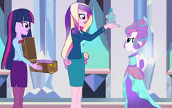 Size: 3696x2316 | Tagged: safe, artist:gihhbloonde, dean cadance, princess cadance, princess flurry heart, twilight sparkle, human, equestria girls, g4, aunt, aunt and niece, aunt twilight, base used, child, clothes, coronation, crown, daughter, dress, equestria girls-ified, eyelashes, female, high res, indoors, jewelry, mother, mother and child, mother and daughter, niece, older, older flurry heart, older princess cadance, older twilight, regalia, smiling