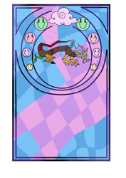 Size: 1965x2770 | Tagged: safe, alternate version, artist:moryartix, discord, draconequus, g4, the return of harmony, male, simple background, smiling, stained glass, transparent background