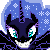 Size: 50x50 | Tagged: safe, artist:freakshowbeasts, nightmare moon, alicorn, pony, g4, bust, ethereal mane, female, grin, horn, mare, picture for breezies, pixel art, simple background, smiling, solo, starry mane, transparent background, wings