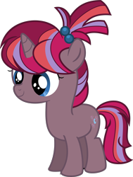 Size: 5172x6843 | Tagged: safe, artist:shootingstarsentry, oc, oc only, oc:nightingale (shootingstarsentry), pony, unicorn, absurd resolution, blue eyes, female, filly, full body, horn, multicolored mane, multicolored tail, offspring, parent:moondancer, parent:shadow lock, parents:shadowdancer, show accurate, simple background, smiling, solo, standing, tail, transparent background, unicorn oc, vector