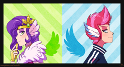 Size: 1750x945 | Tagged: safe, artist:inuhoshi-to-darkpen, pipp petals, zipp storm, human, g5, my little pony: a new generation, bust, duo, female, humanized, portrait, siblings, sisters, winged humanization, wings