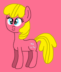 Size: 465x548 | Tagged: safe, artist:brobbol, baby shady, earth pony, pony, g1, g4, baby, baby pony, baby shadybetes, cute, female, filly, g1 to g4, generation leap, ms paint, paint.net, pink background, simple background, smiling, solo