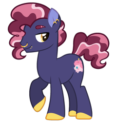 Size: 1429x1516 | Tagged: safe, artist:strawberry-spritz, oc, earth pony, pony, male, offspring, parent:pinkie pie, parent:pokey pierce, parents:pokeypie, piercing, simple background, solo, stallion, transparent background