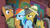 Size: 1280x720 | Tagged: safe, screencap, daring do, quibble pants, rainbow dash, earth pony, pegasus, pony, g4, my little pony: friendship is magic, season 6, stranger than fan fiction, blue eyes, female, folded wings, male, mare, stallion, trio, wings