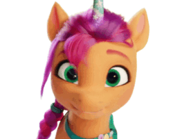 Size: 1000x800 | Tagged: safe, edit, edited screencap, screencap, sunny starscout, earth pony, pony, g5, my little pony: a new generation, spoiler:my little pony: a new generation, animated, bag, braid, bust, cute, eyebrows, fake horn, female, fit right in (g5), gif, green eyes, loop, mare, satchel, simple background, smiling, solo, sunnybetes, white background, wiggle